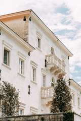 Streets and sights of the old town. Panorama of the city of Perast in Montenegro.