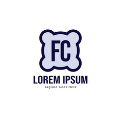 Initial FC logo template with modern frame. Minimalist FC letter logo vector illustration