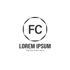 Initial FC logo template with modern frame. Minimalist FC letter logo vector illustration