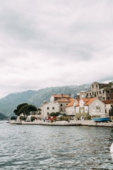 Fototapeta na wymiar Streets and sights of the old town. Panorama of the city of Perast in Montenegro.
