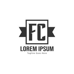 Initial FC logo template with modern frame. Minimalist FC letter logo vector illustration