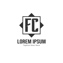 Initial FC logo template with modern frame. Minimalist FC letter logo vector illustration