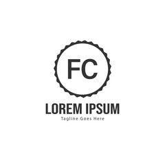 Initial FC logo template with modern frame. Minimalist FC letter logo vector illustration