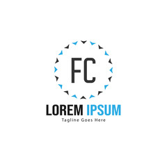 Initial FC logo template with modern frame. Minimalist FC letter logo vector illustration