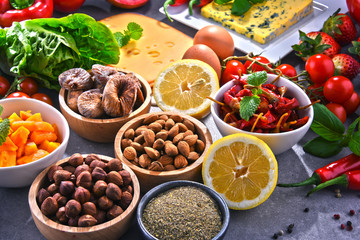 Assorted organic food products on the table