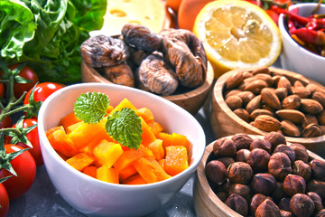 Assorted organic food products on the table