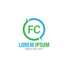 Initial FC logo template with modern frame. Minimalist FC letter logo vector illustration