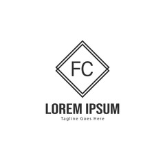 Initial FC logo template with modern frame. Minimalist FC letter logo vector illustration