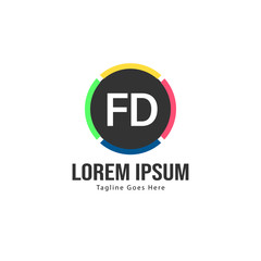 Initial FD logo template with modern frame. Minimalist FD letter logo vector illustration