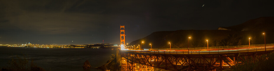 panorama of the golden gate bridge at night