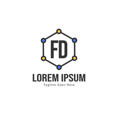Initial FD logo template with modern frame. Minimalist FD letter logo vector illustration