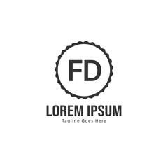 Initial FD logo template with modern frame. Minimalist FD letter logo vector illustration