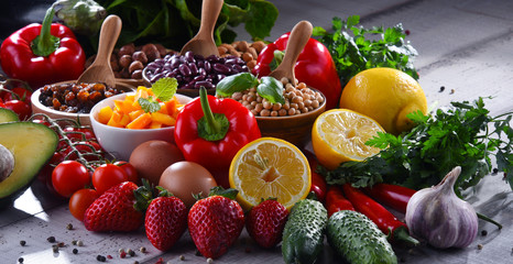 Assorted organic food products on the table
