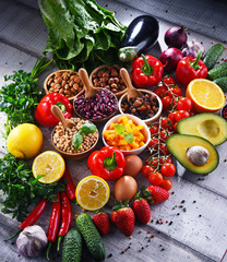 Assorted organic food products on the table