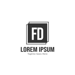 Initial FD logo template with modern frame. Minimalist FD letter logo vector illustration