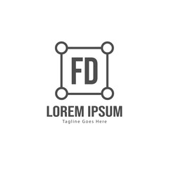 Initial FD logo template with modern frame. Minimalist FD letter logo vector illustration