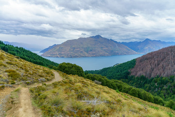 hiking the ben lomond track, view of lake wakatipu at queenstown, new zealand 57