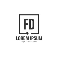 Initial FD logo template with modern frame. Minimalist FD letter logo vector illustration