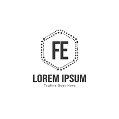 Initial FE logo template with modern frame. Minimalist FE letter logo vector illustration