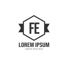 Initial FE logo template with modern frame. Minimalist FE letter logo vector illustration