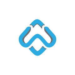 letter w simple curves 3d logo vector