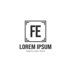 Initial FE logo template with modern frame. Minimalist FE letter logo vector illustration