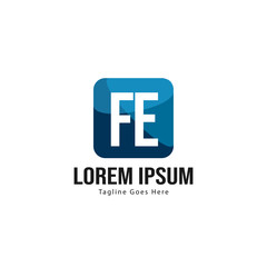 Fototapeta premium Initial FE logo template with modern frame. Minimalist FE letter logo vector illustration