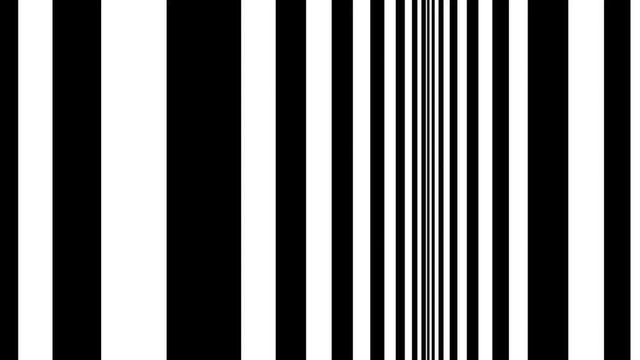 Moving inside of parallel vertical straight lines. Optical illusion effect, op art. Seamless looping animation.