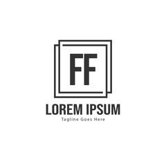 Initial FF logo template with modern frame. Minimalist FF letter logo vector illustration