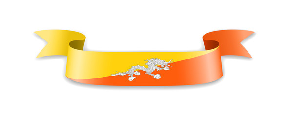 Bhutan flag in the form of wave ribbon.