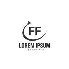 Initial FF logo template with modern frame. Minimalist FF letter logo vector illustration