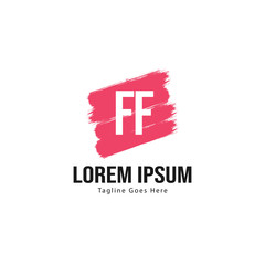 Initial FF logo template with modern frame. Minimalist FF letter logo vector illustration