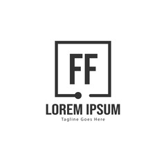 Initial FF logo template with modern frame. Minimalist FF letter logo vector illustration