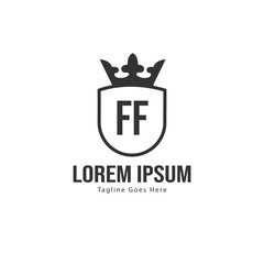 Initial FF logo template with modern frame. Minimalist FF letter logo vector illustration