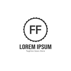 Initial FF logo template with modern frame. Minimalist FF letter logo vector illustration