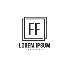 Initial FF logo template with modern frame. Minimalist FF letter logo vector illustration