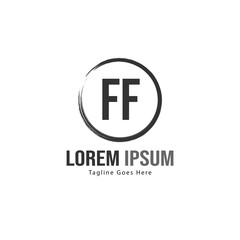 Initial FF logo template with modern frame. Minimalist FF letter logo vector illustration