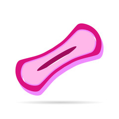 Feminine sanitary pad 3d, pink on white background, vector