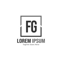 Initial FG logo template with modern frame. Minimalist FG letter logo vector illustration