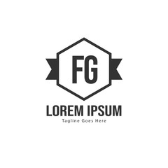 Initial FG logo template with modern frame. Minimalist FG letter logo vector illustration