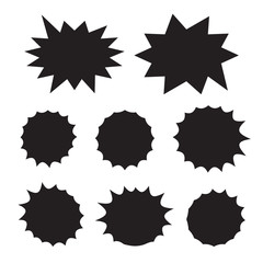 Starburst isolated icons set. Starburst explosion comic shapes. Speech boom bubble