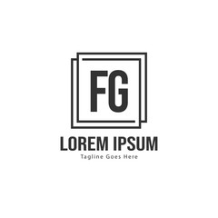 Initial FG logo template with modern frame. Minimalist FG letter logo vector illustration