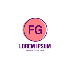 Initial FG logo template with modern frame. Minimalist FG letter logo vector illustration