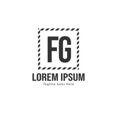 Initial FG logo template with modern frame. Minimalist FG letter logo vector illustration