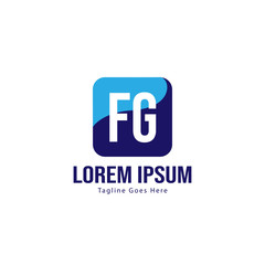 Initial FG logo template with modern frame. Minimalist FG letter logo vector illustration