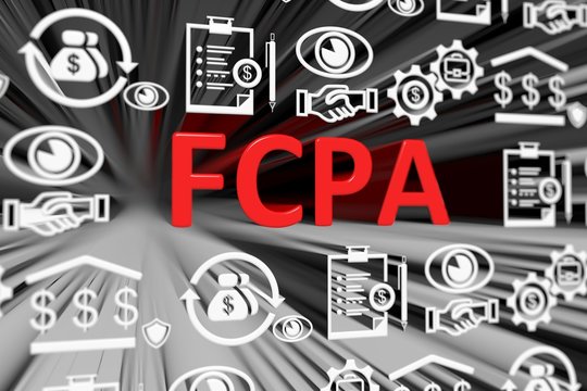 FCPA concept blurred background 3d render illustration