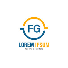 Initial FG logo template with modern frame. Minimalist FG letter logo vector illustration