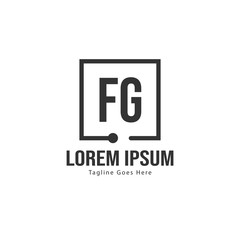Initial FG logo template with modern frame. Minimalist FG letter logo vector illustration