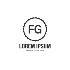 Initial FG logo template with modern frame. Minimalist FG letter logo vector illustration