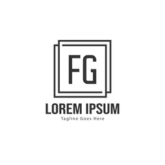Initial FG logo template with modern frame. Minimalist FG letter logo vector illustration